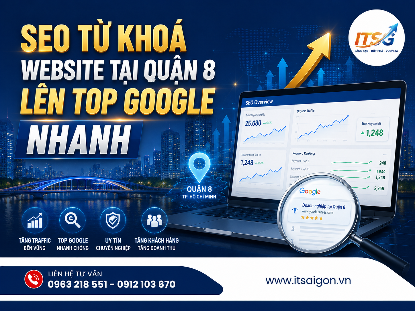 SEO từ khoá website tại quận 8 lên top Google nhanh